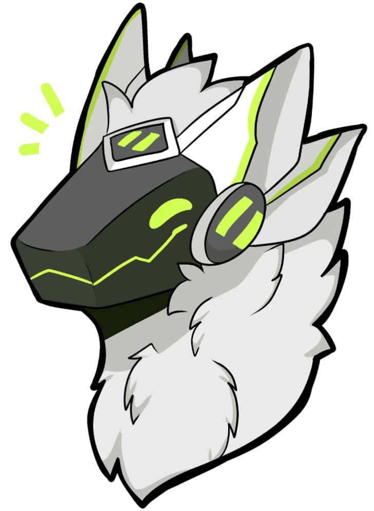 A Cartoon Of A Wolf With A Green Head