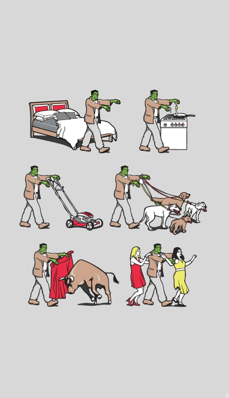 A Cartoon Of People Pulling A Dog And A Man
