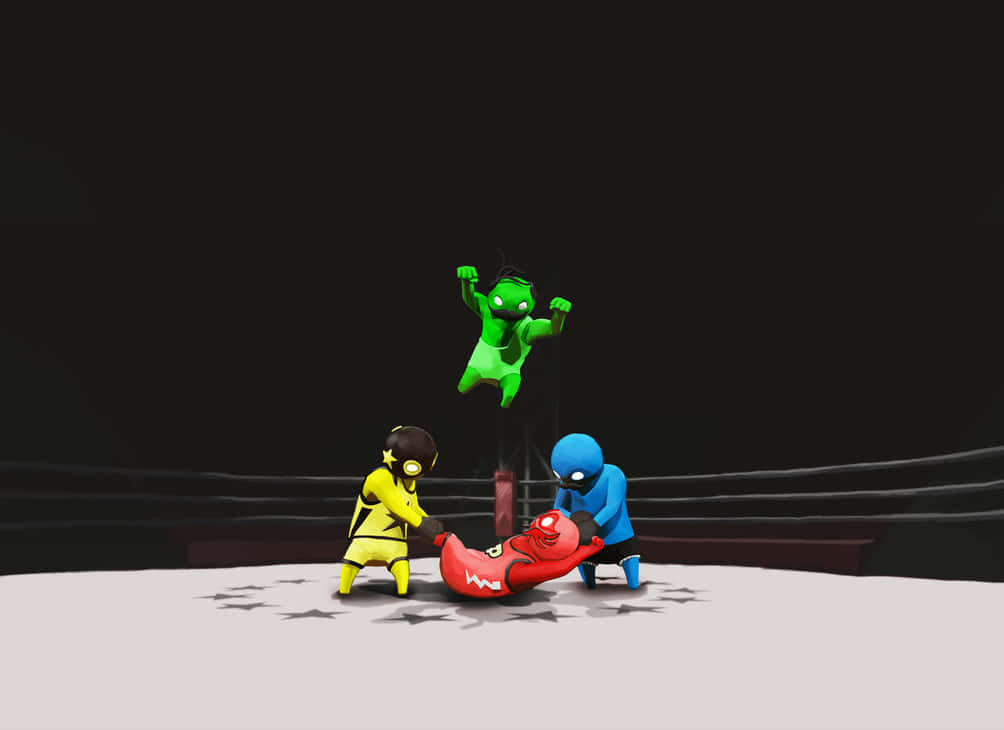 A Cartoon Of Two People Fighting In A Boxing Ring Background