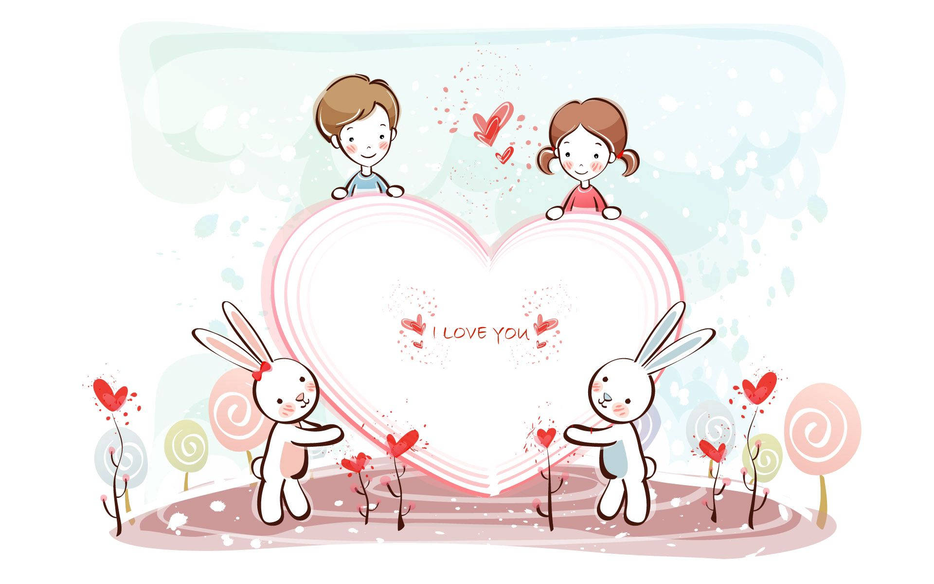 A Cartoon Of Two People Holding A Heart Shaped Heart Background