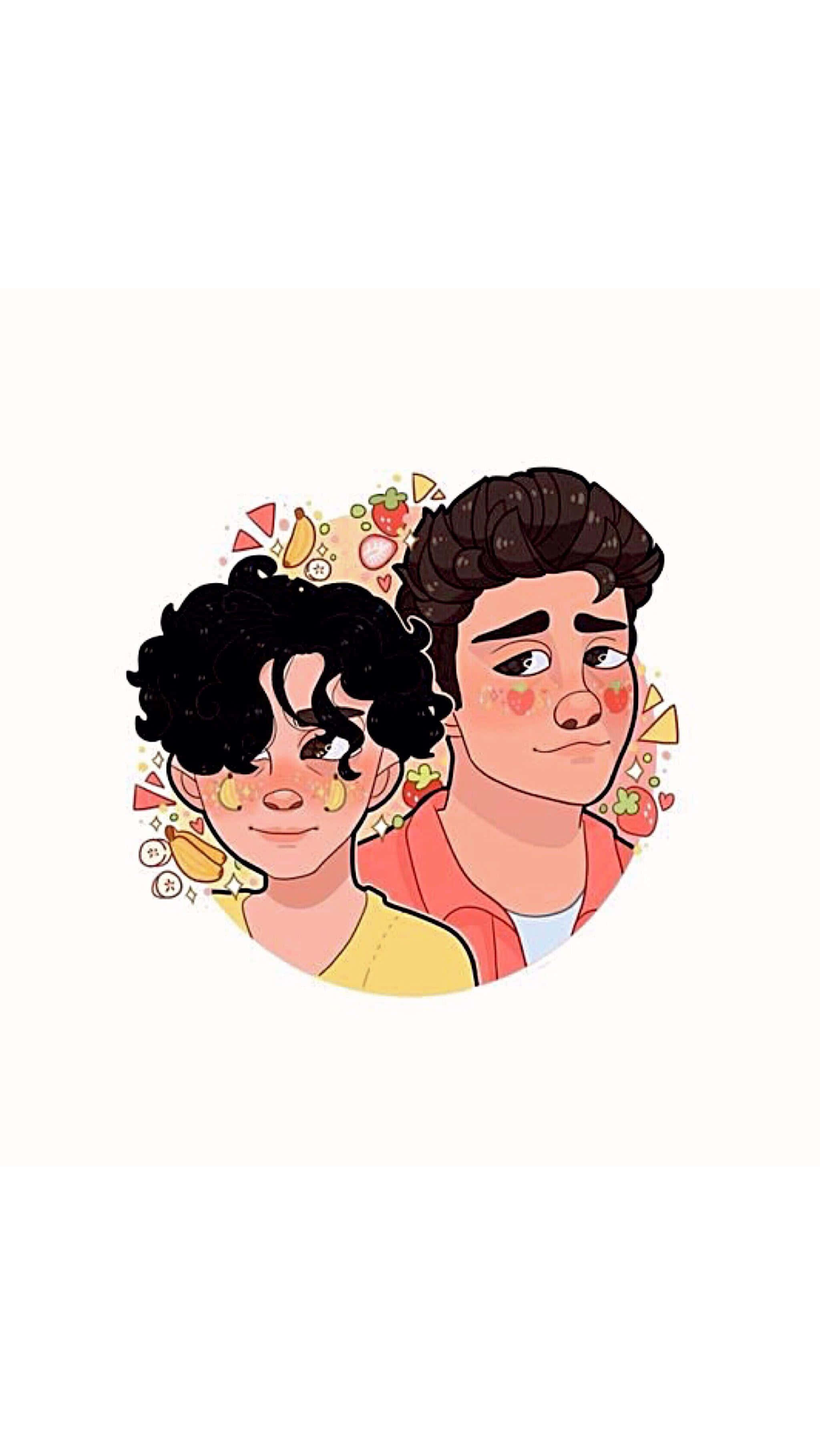 A Cartoon Of Two People With A Lot Of Candy Background