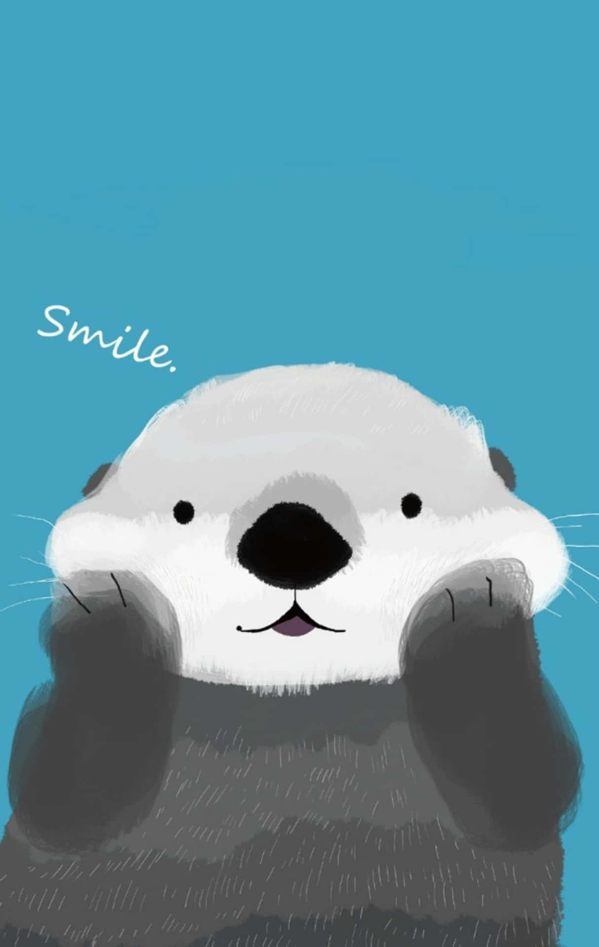 A Cartoon Otter With The Words Smile On It