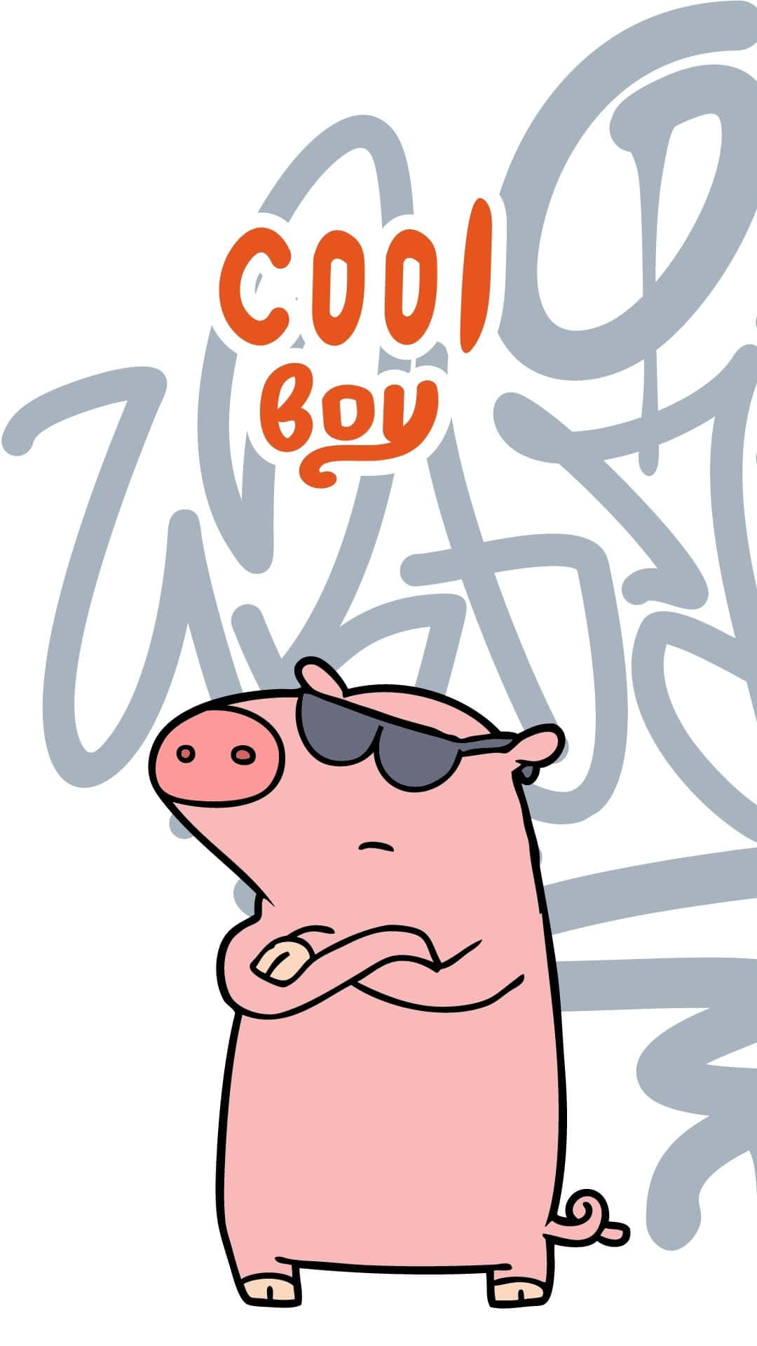 A Cartoon Pig With Sunglasses And Graffiti Background