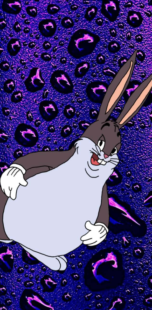 A Cartoon Rabbit Is Floating In A Purple Water Drop Background
