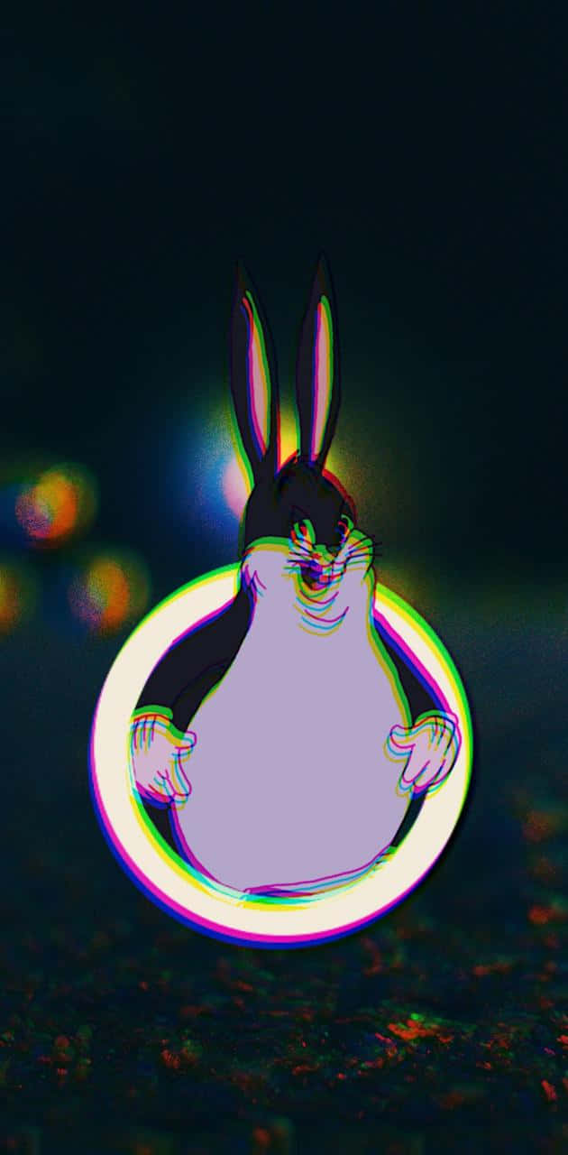 A Cartoon Rabbit Sitting On A Circle Background