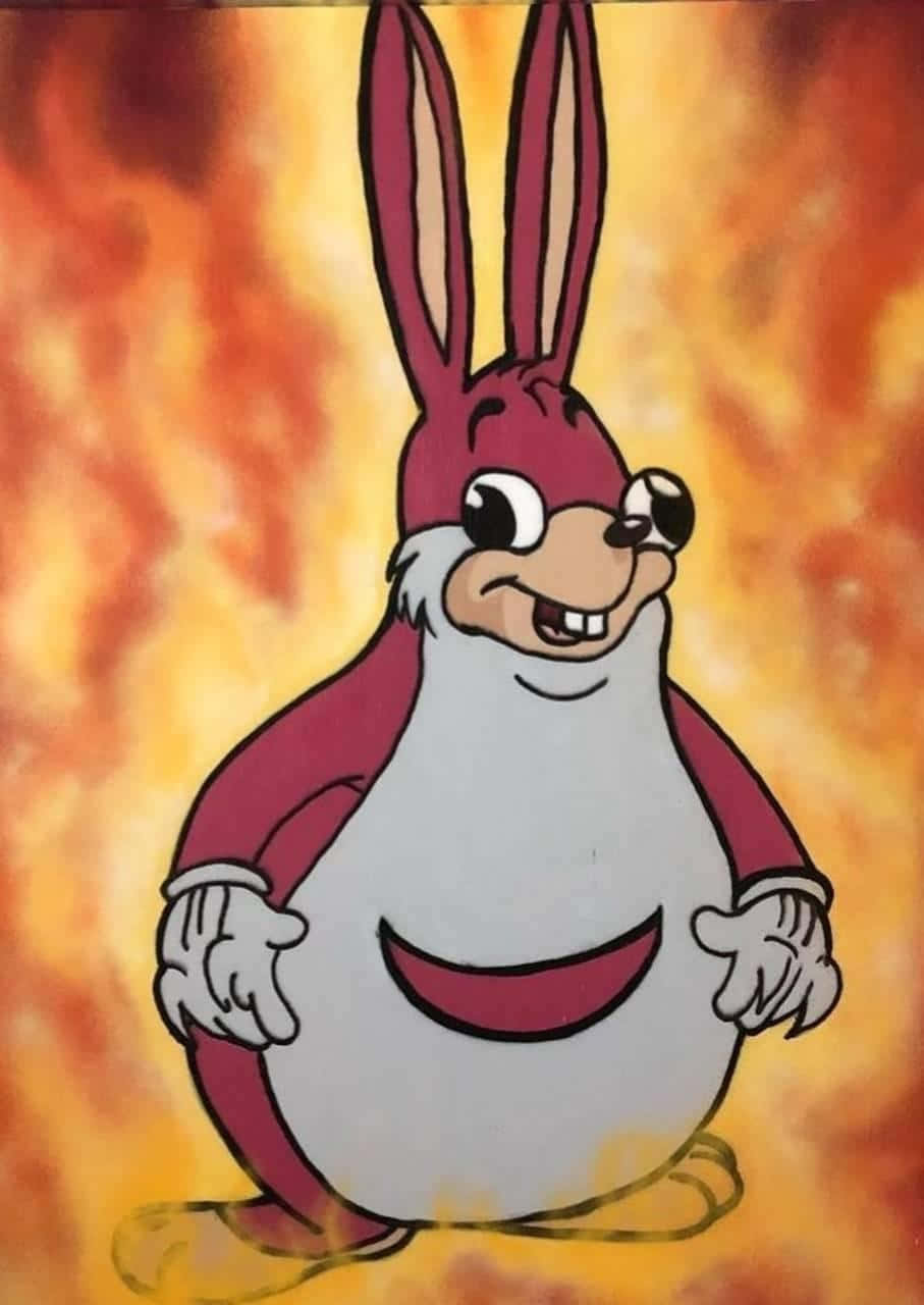 A Cartoon Rabbit With A Flame On His Face Background