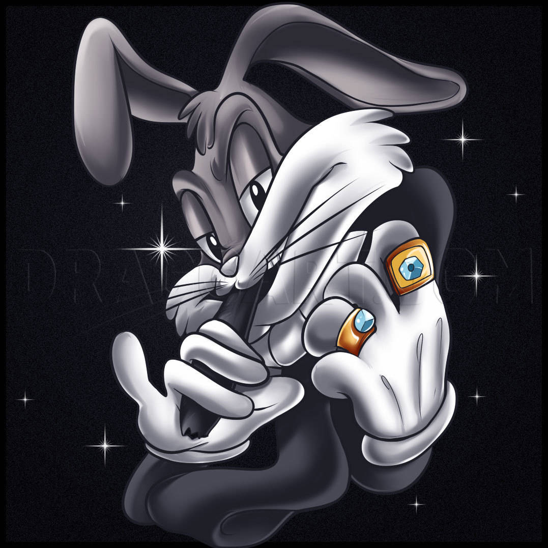 A Cartoon Rabbit With A Ring On His Finger Background