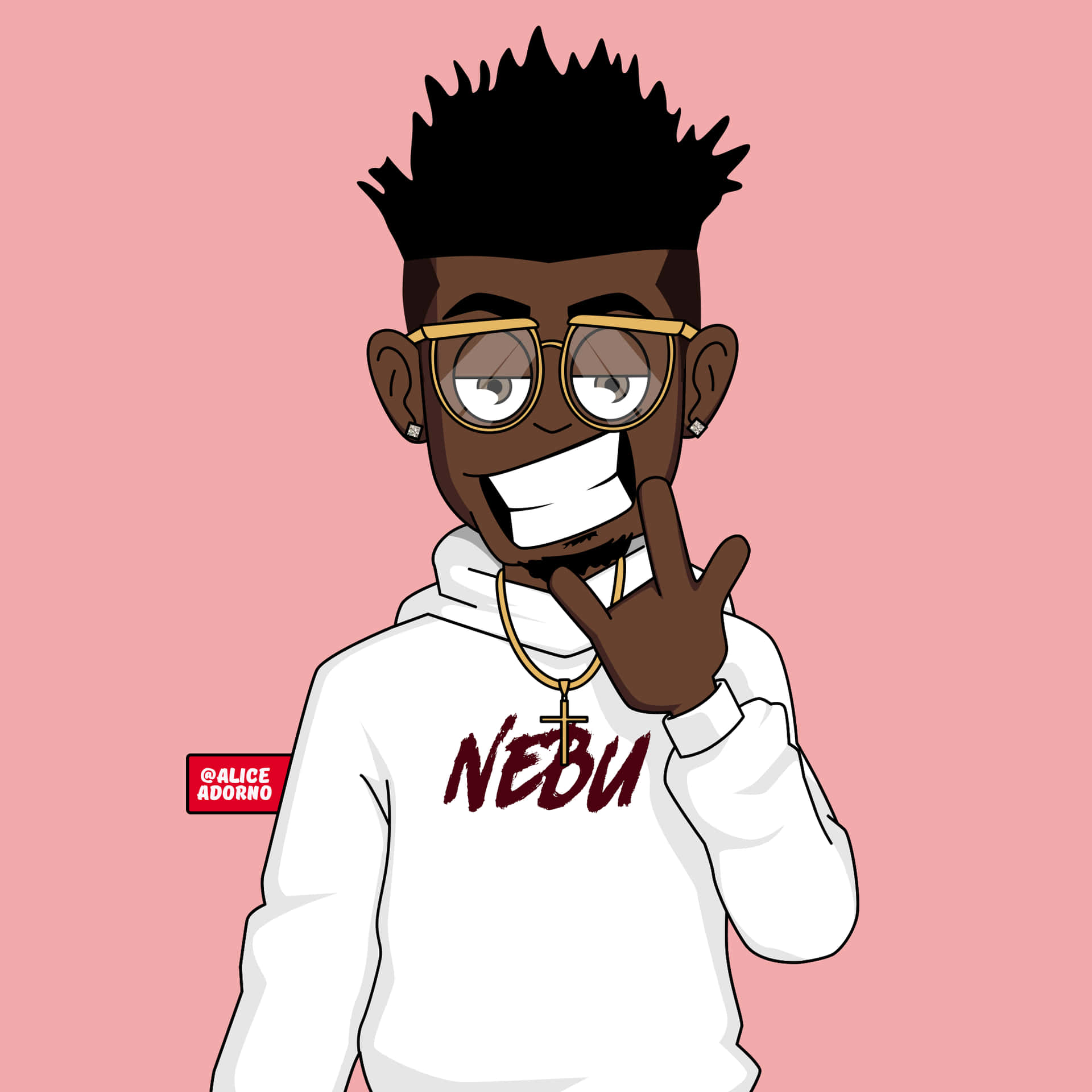 A Cartoon Rapper Showing His Symbolic Battle Rap Hand Posture Background