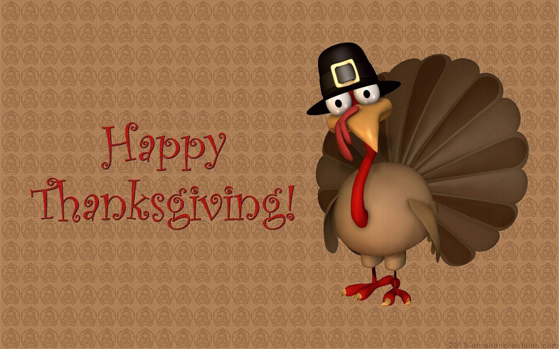 A Cartoon Turkey With The Words Happy Thanksgiving Background