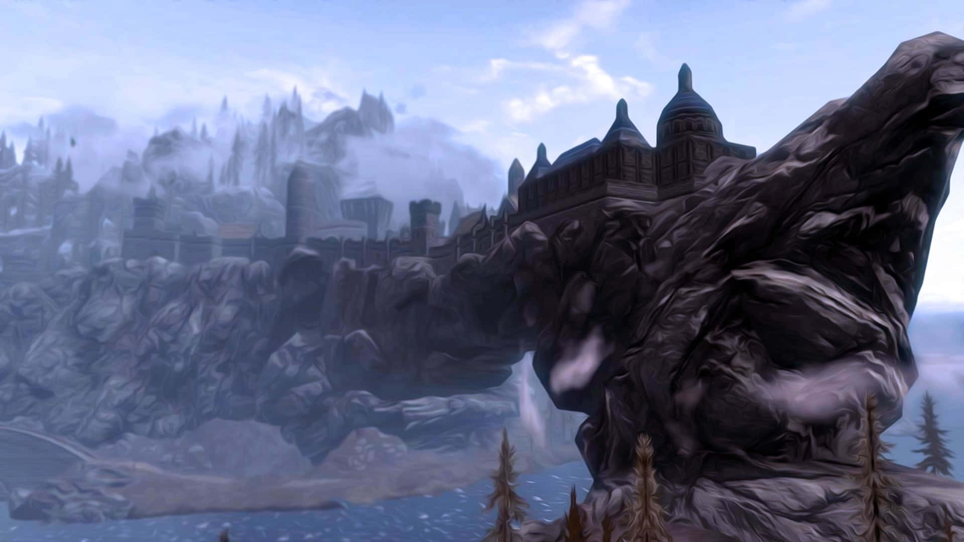 A Castle Is On Top Of A Mountain