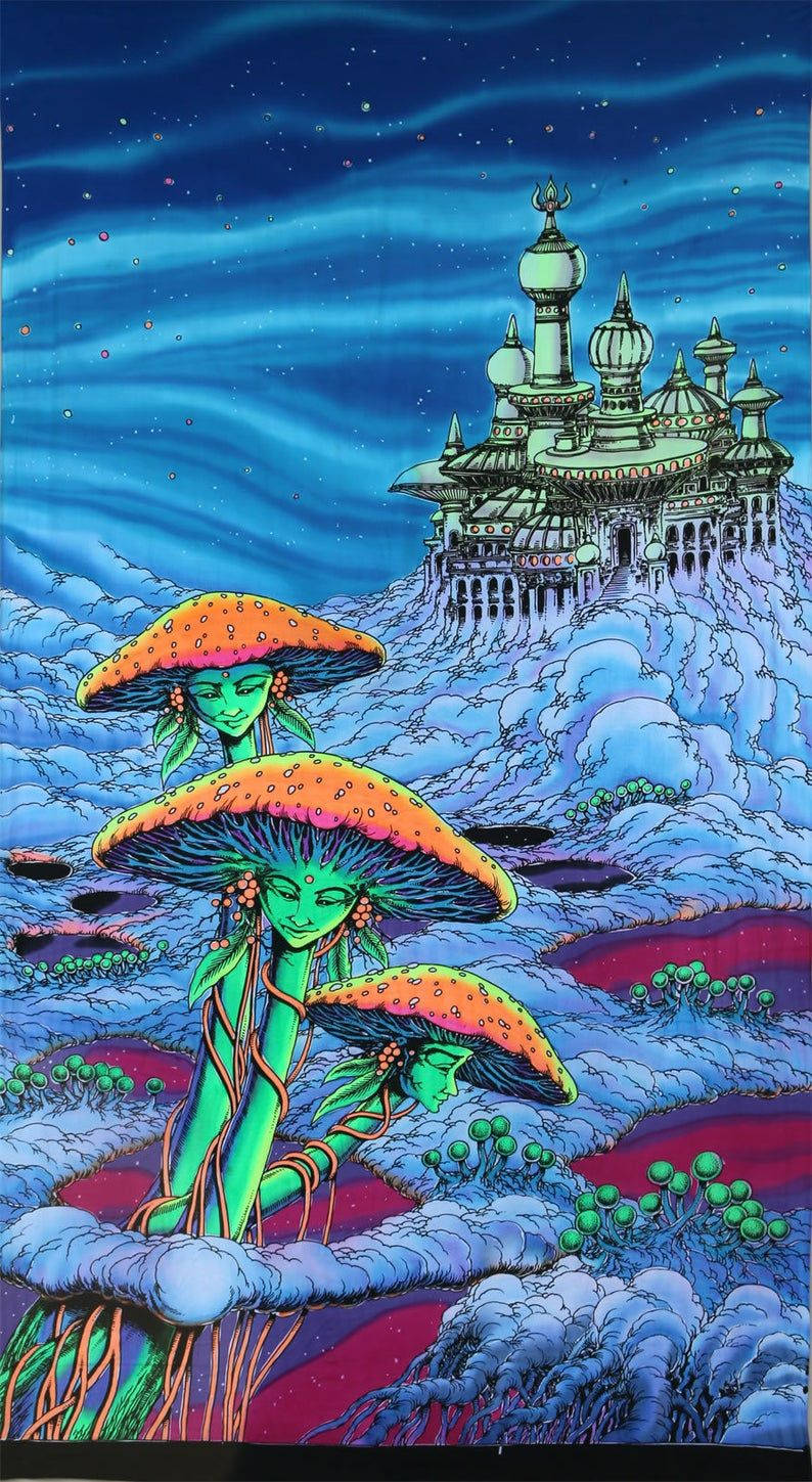 A Castle, Mushroom, And Psychedelic Cloud