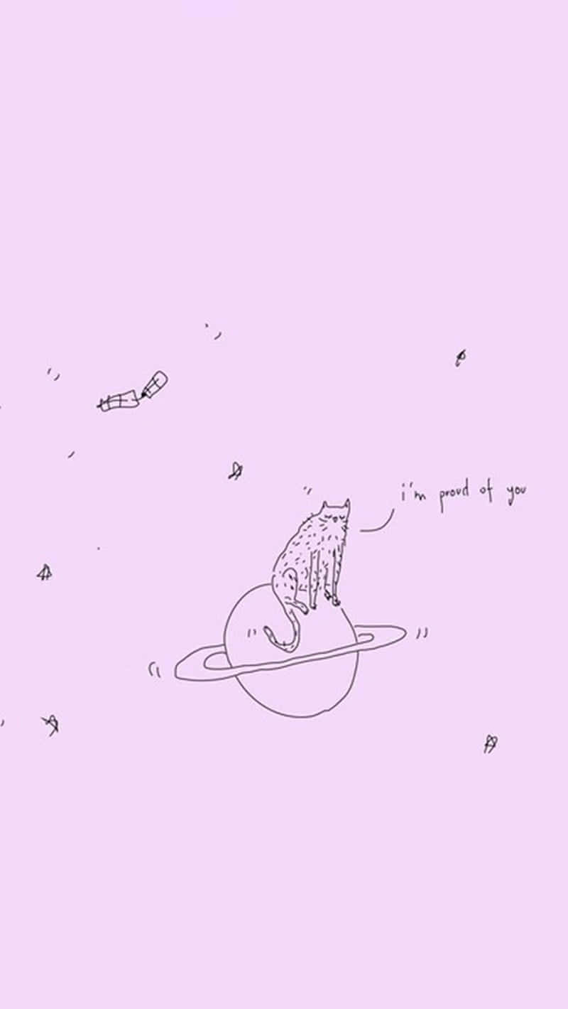 A Cat Is Sitting On A Pink Planet