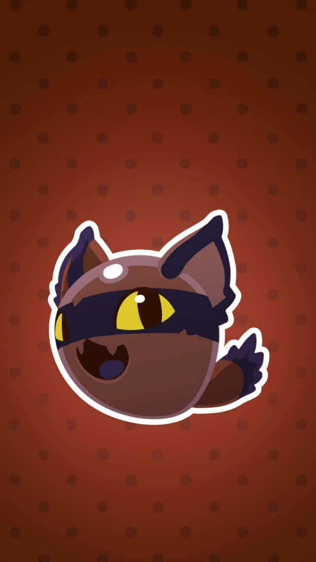 A Cat Sticker On A Brown Background