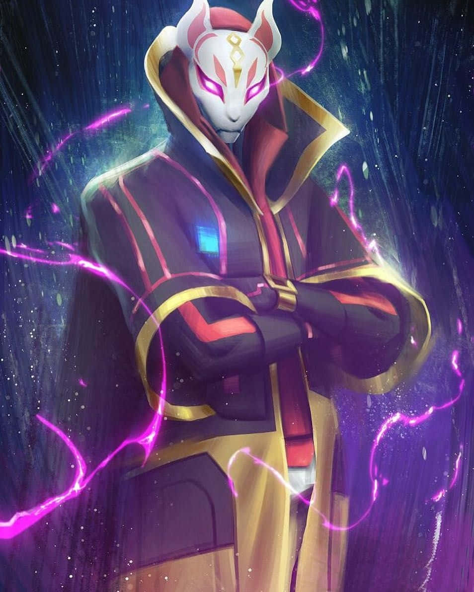 A Cat With A Purple Coat And Lightning Background