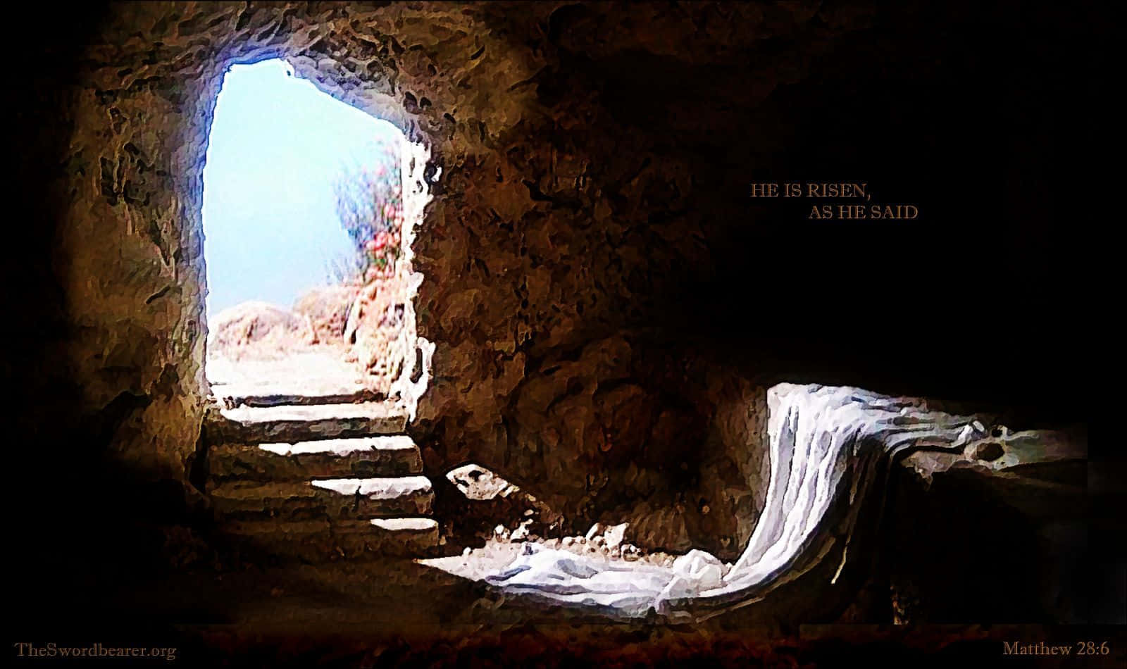 A Cave With A Light Shining Through The Door Background