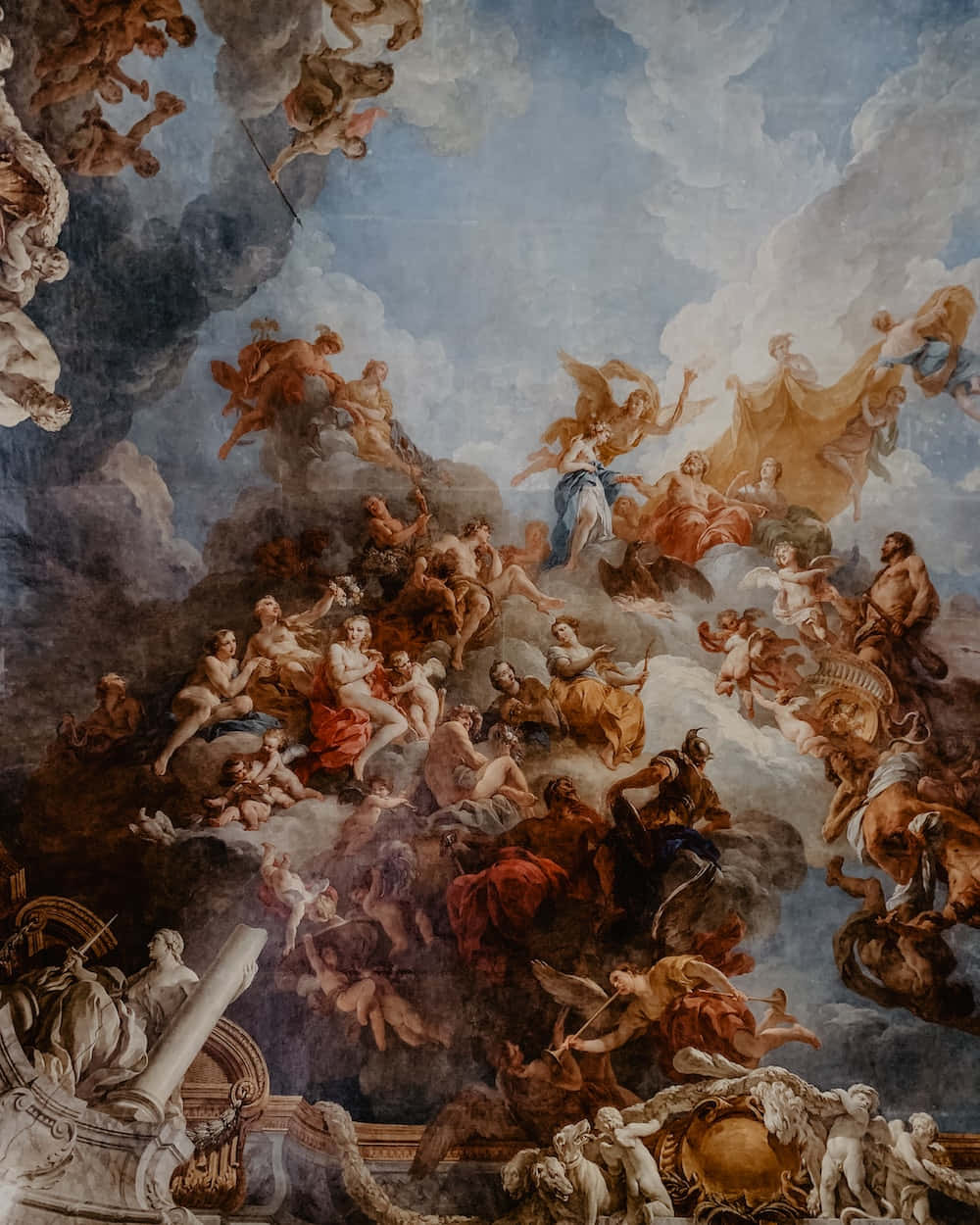 A Ceiling Painting Of Angels And Angels Background