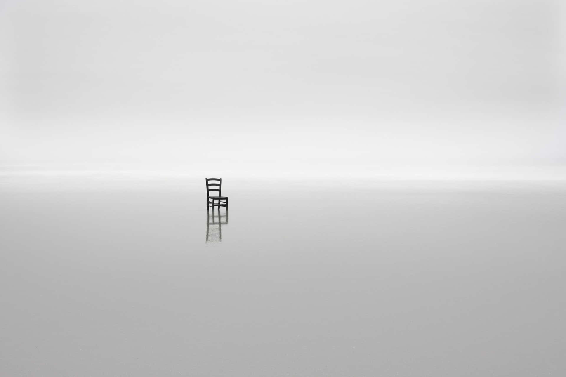 A Chair Sits On A Solitary Island In The Middle Of The Ocean