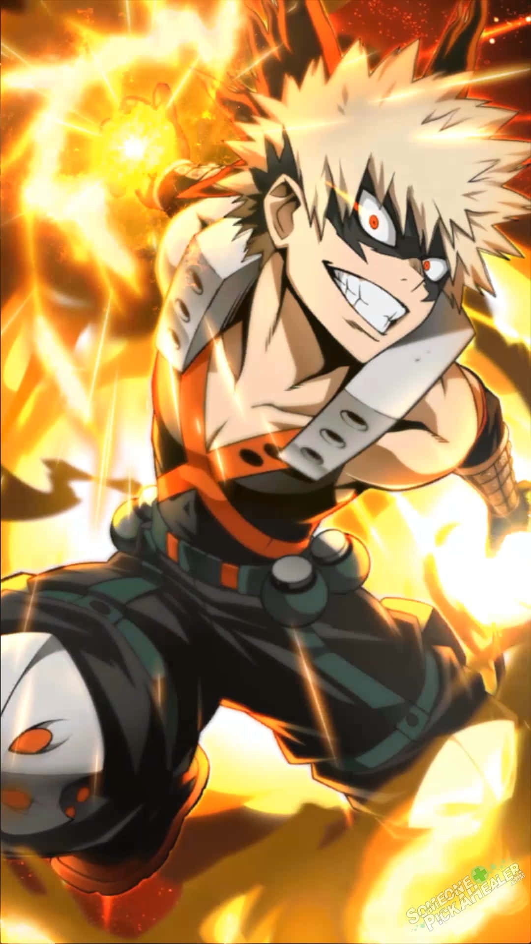 A Character From My Hero Academia With Flames Background