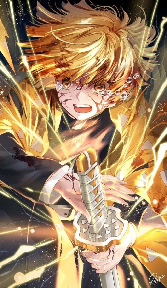 A Character Holding A Sword In His Hands Background