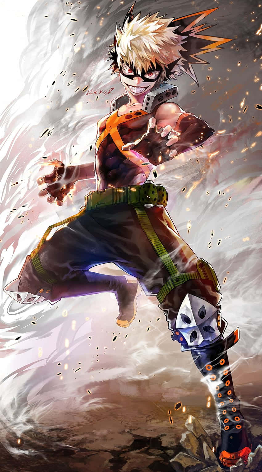 A Character In A Anime Style With A Sword Background
