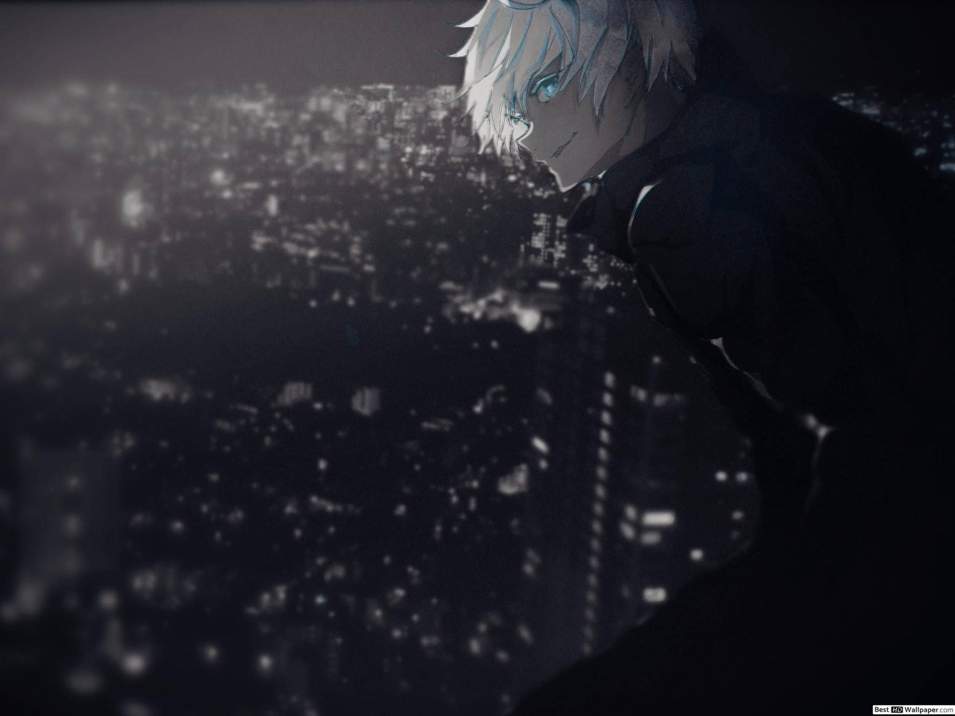 A Character In A Black Outfit Standing In A City Background