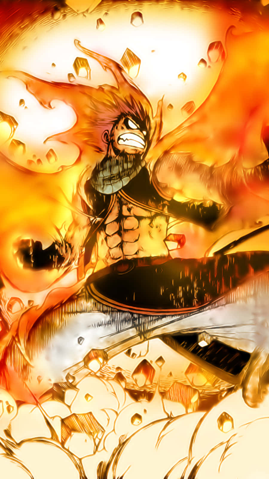 A Character In A Fire And Flames Background