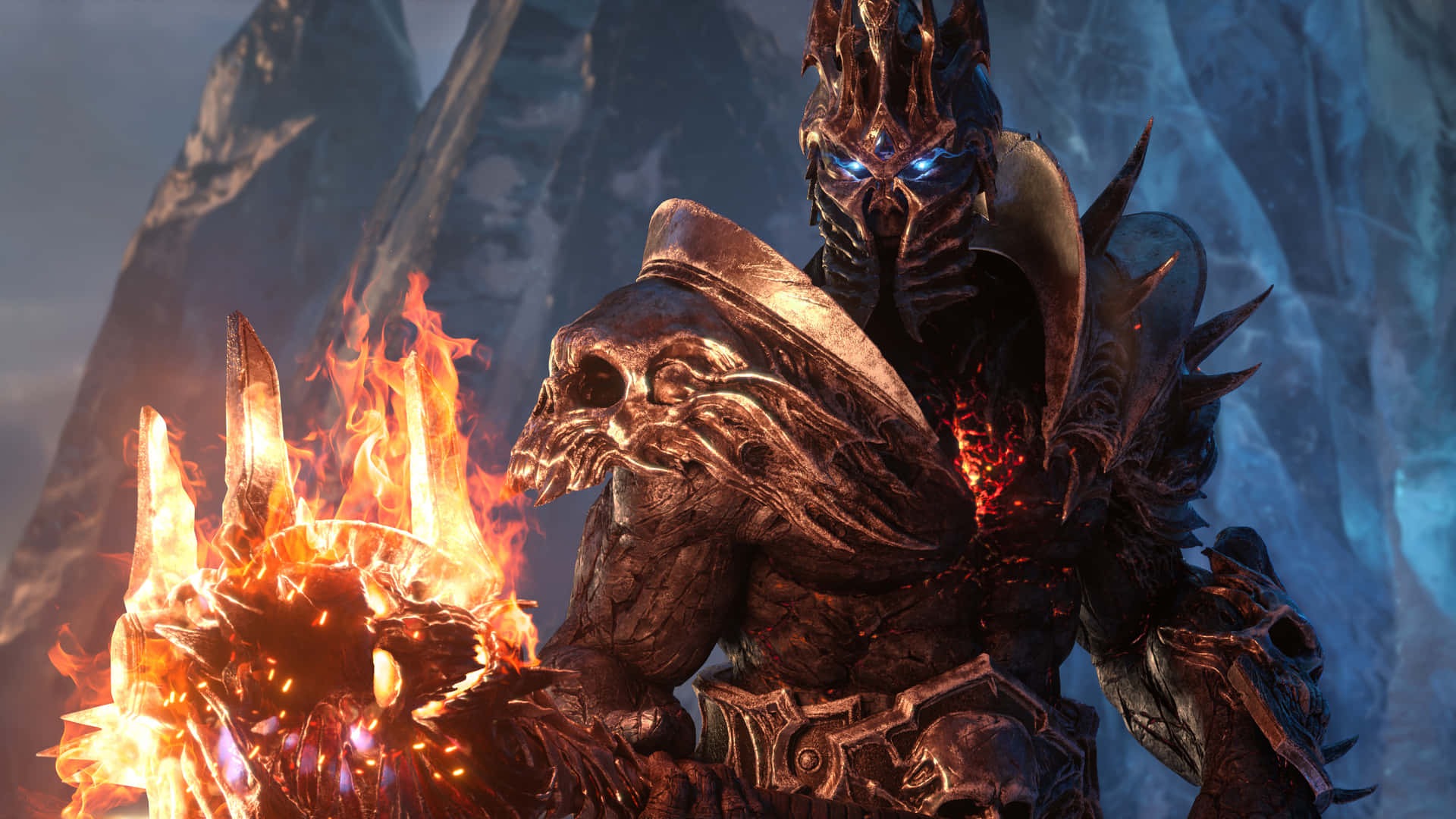 A Character In A Video Game With Flames Background