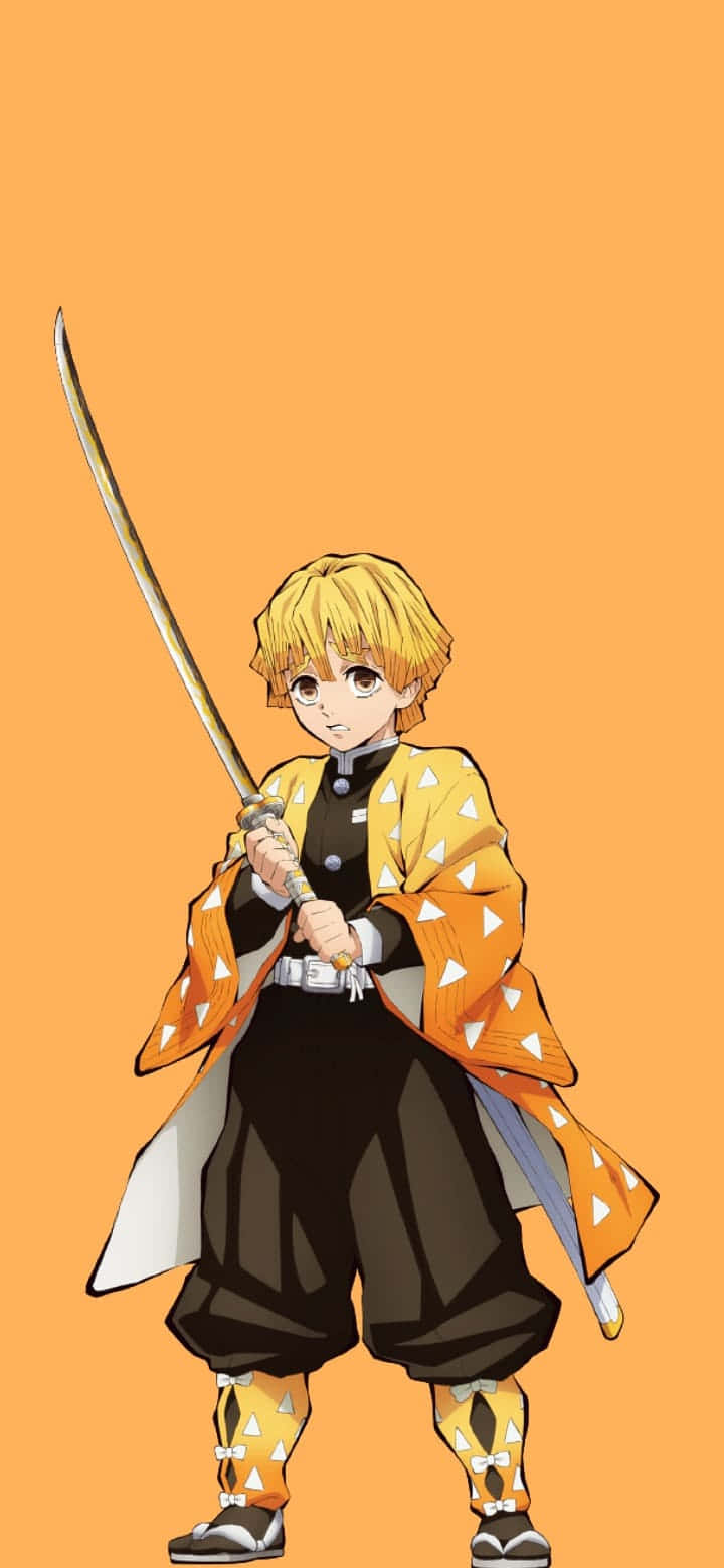 A Character In An Anime Outfit Holding A Sword Background