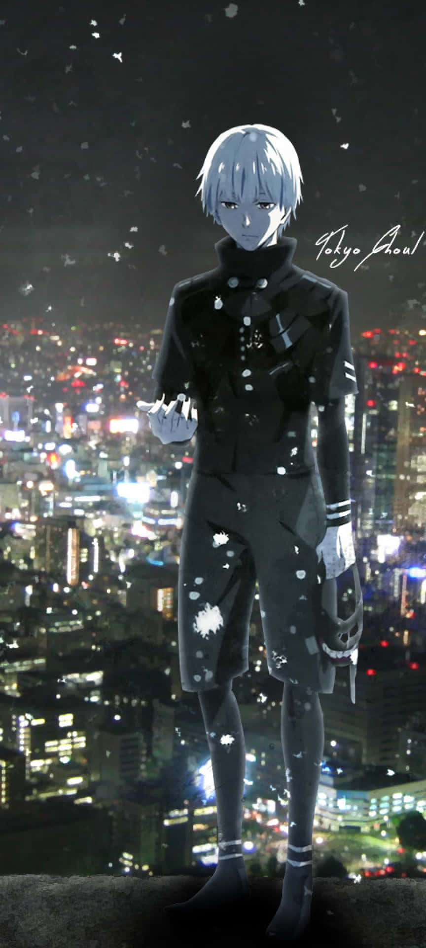 A Character Standing On A Ledge With A City In The Background Background