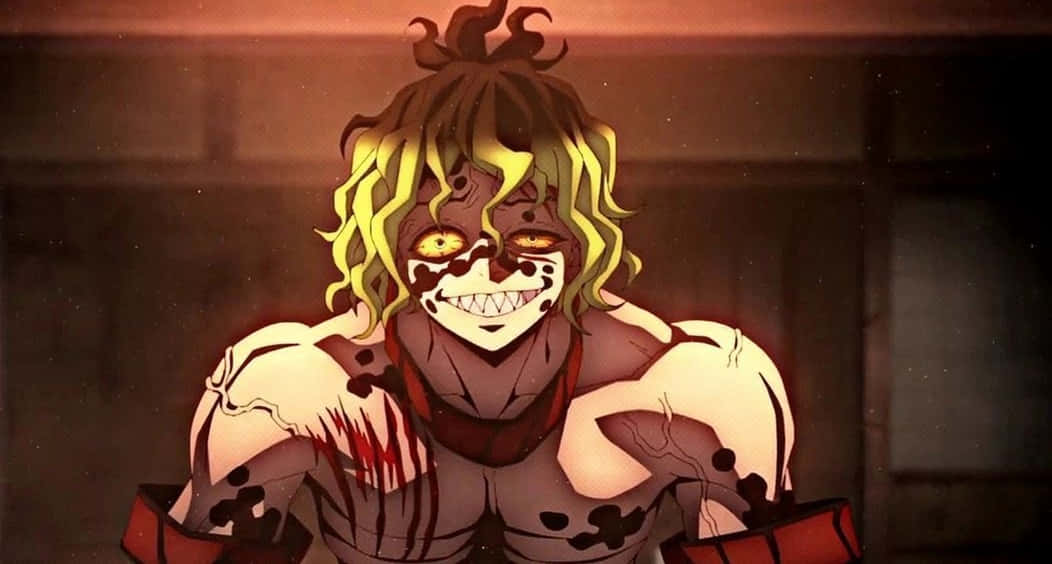 A Character With A Bloody Face And A Knife Background