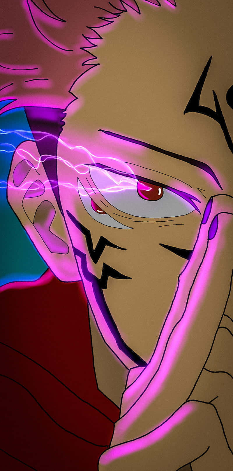 A Character With A Pink Face And A Purple Light Background