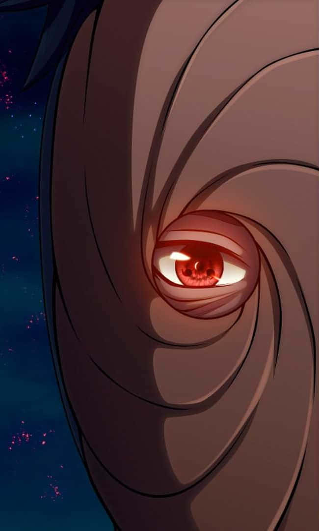 A Character With A Red Eye And A Black Eye Background