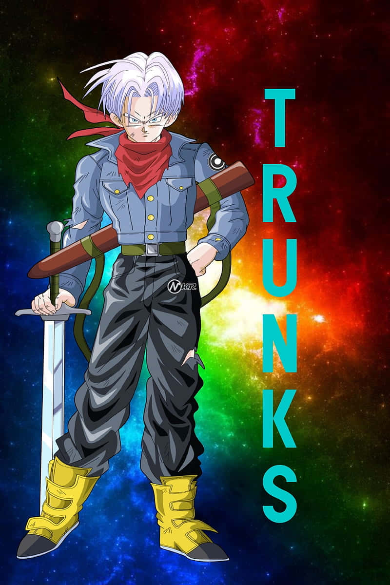 A Character With A Sword And A Galaxy Background Background