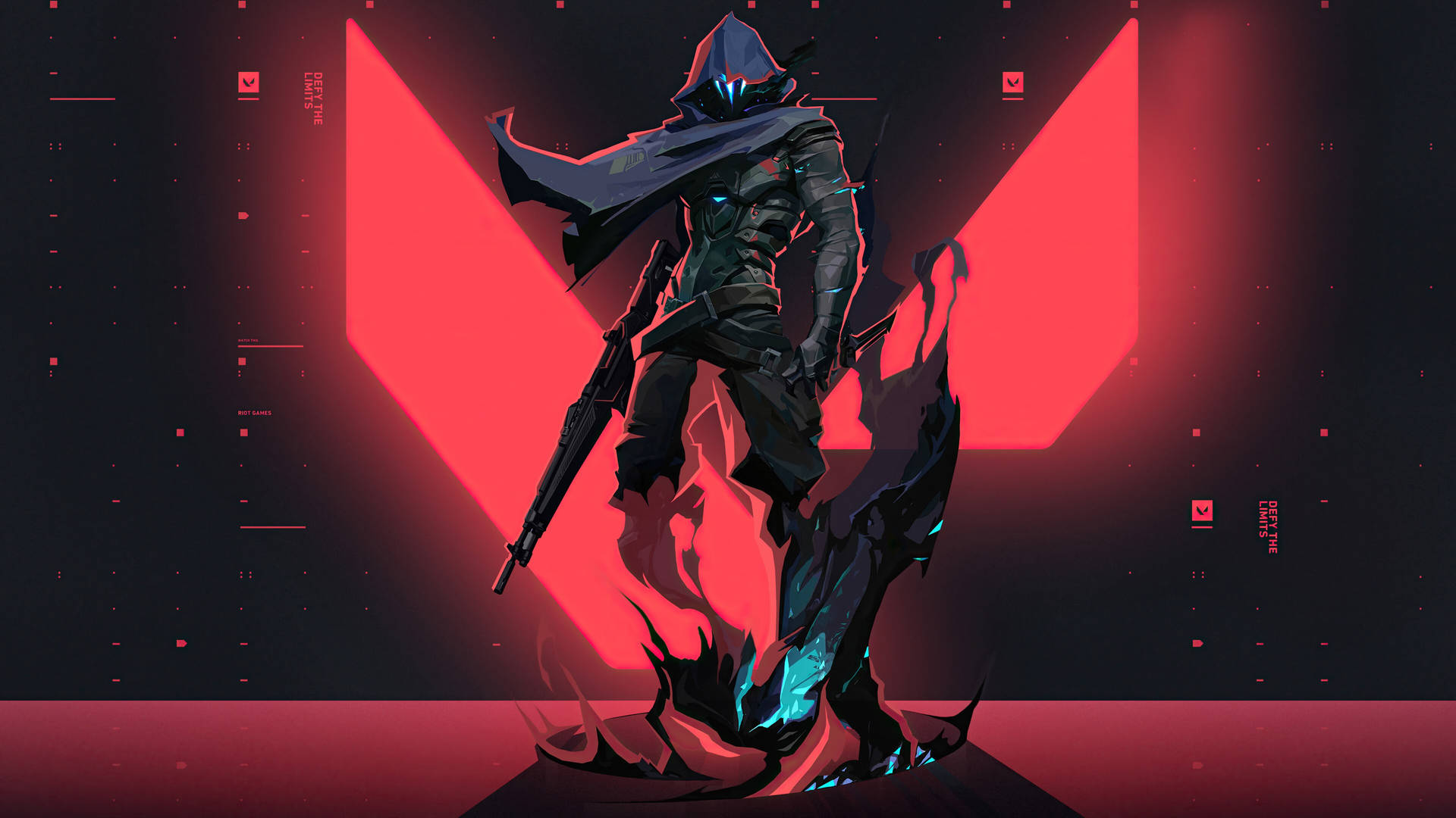 A Character With A Sword And A Red Background Background
