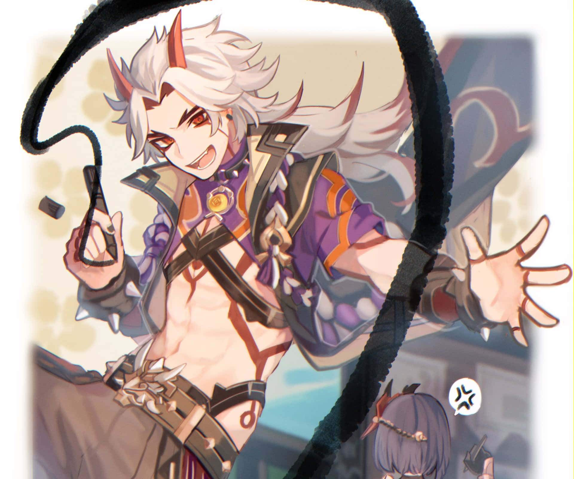 A Character With A Sword And A Sword Background