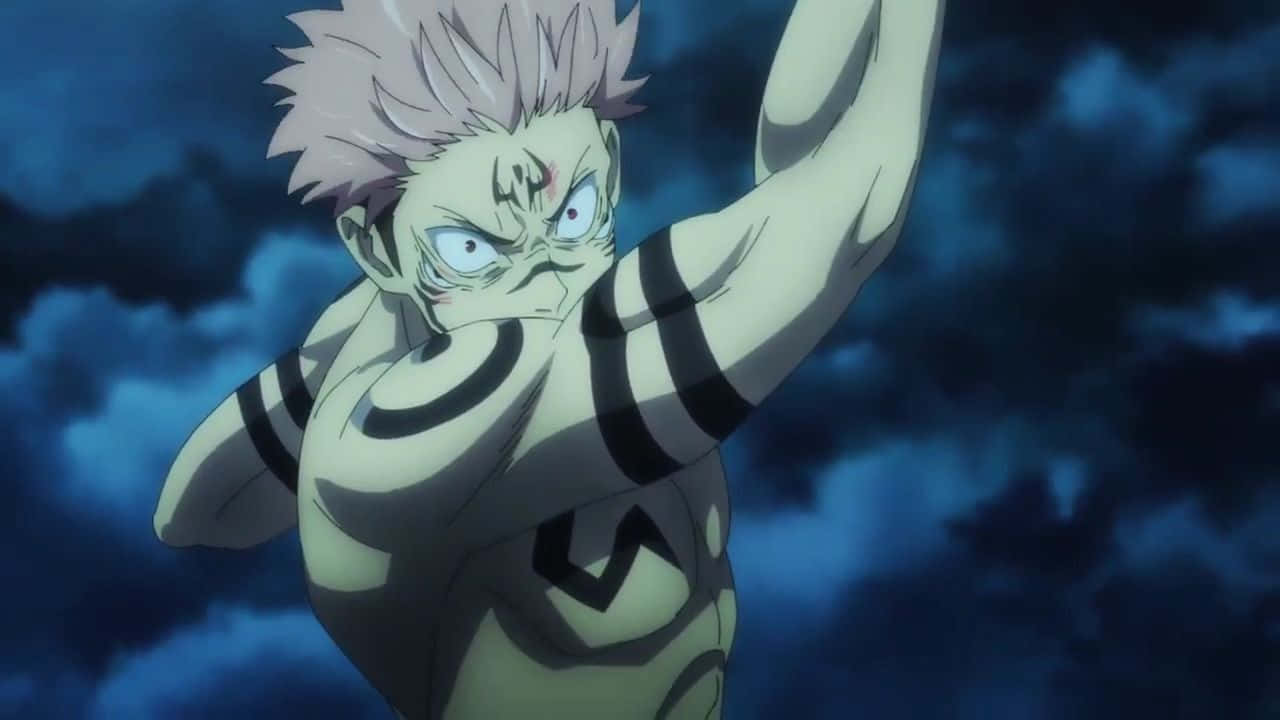 A Character With A White Shirt And Blue Hair