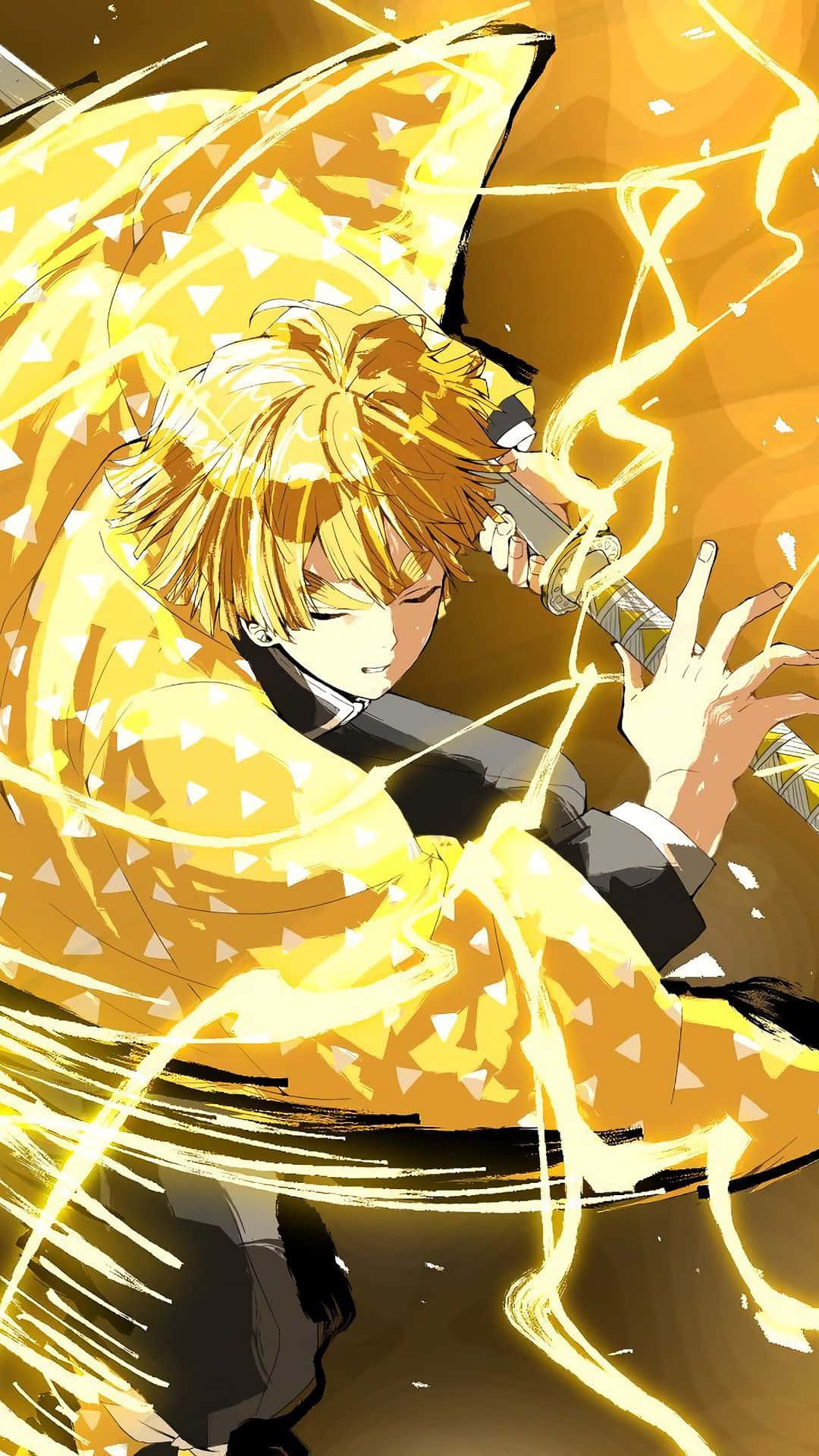 A Character With A Yellow Cloak And Sword Background