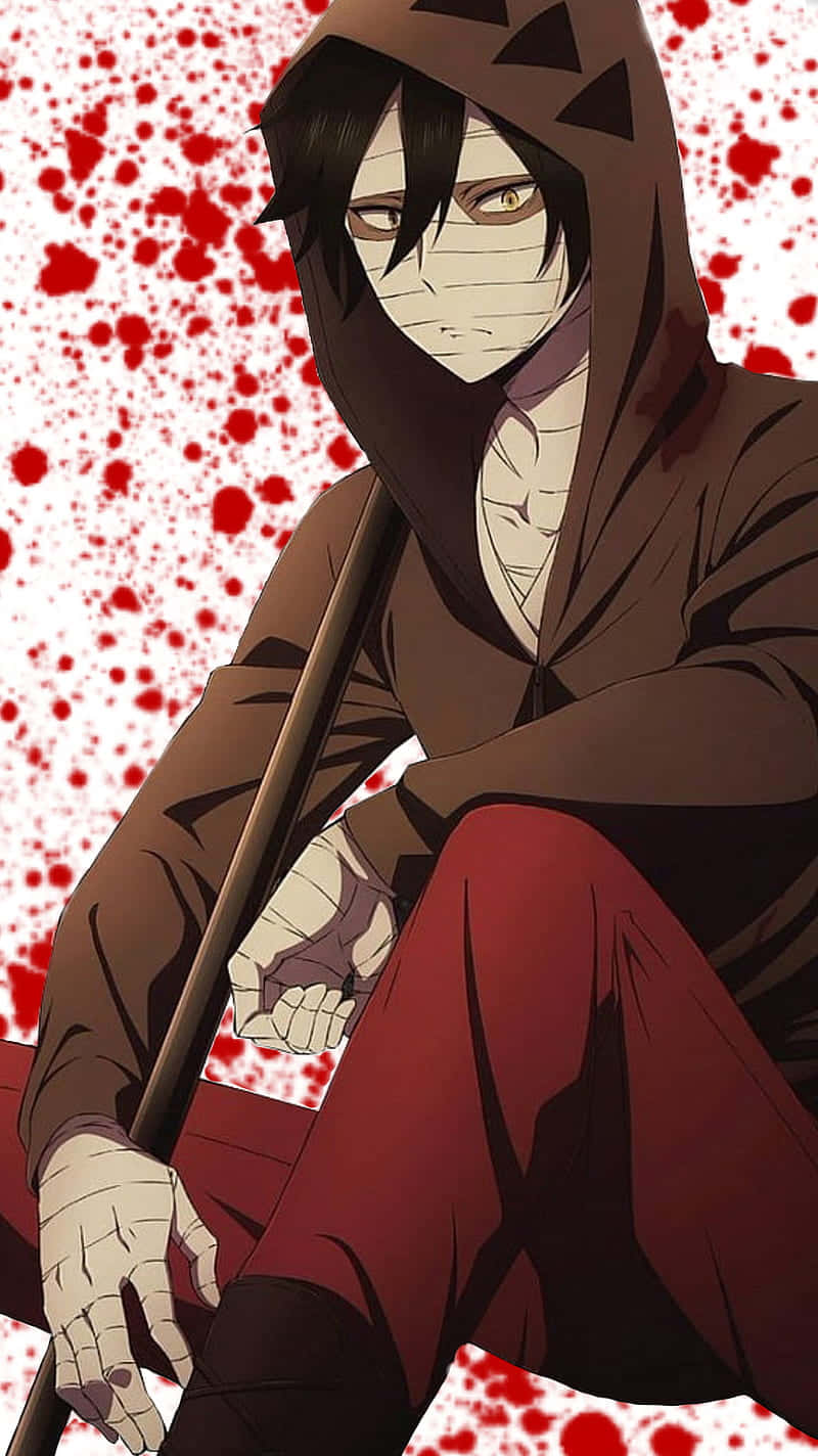 A Character With Blood On His Face And A Cane Background