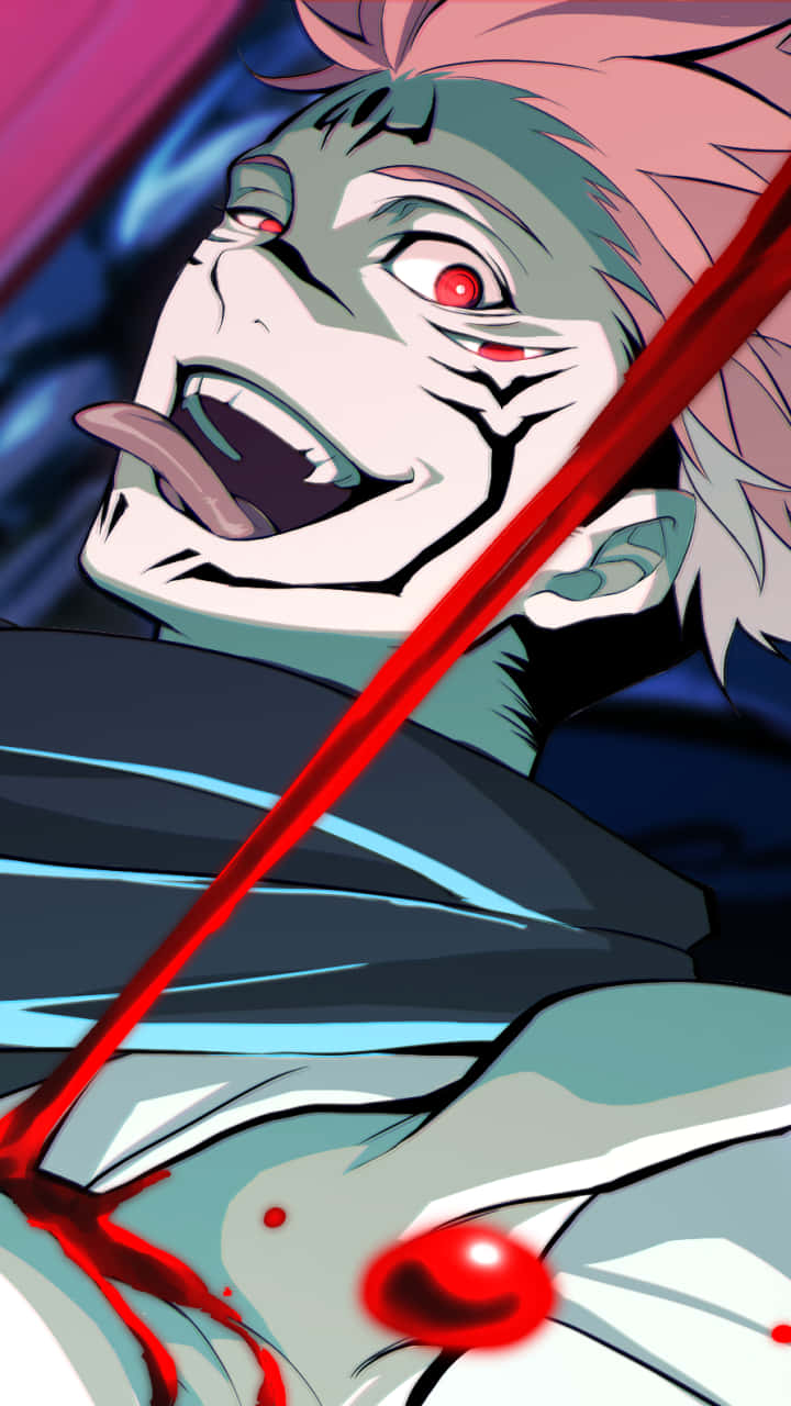 A Character With Blood On His Face Background