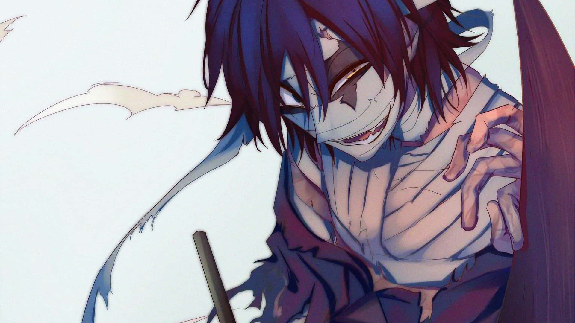 A Character With Long Hair And Blue Eyes Background