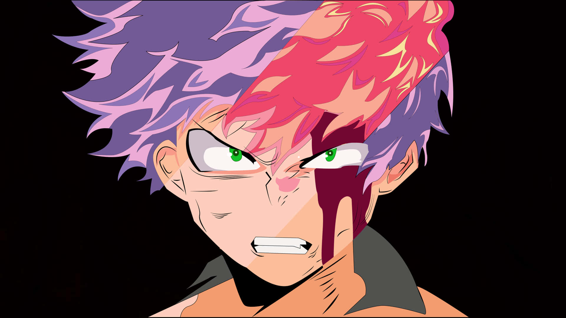 A Character With Purple Hair And Pink Hair Background