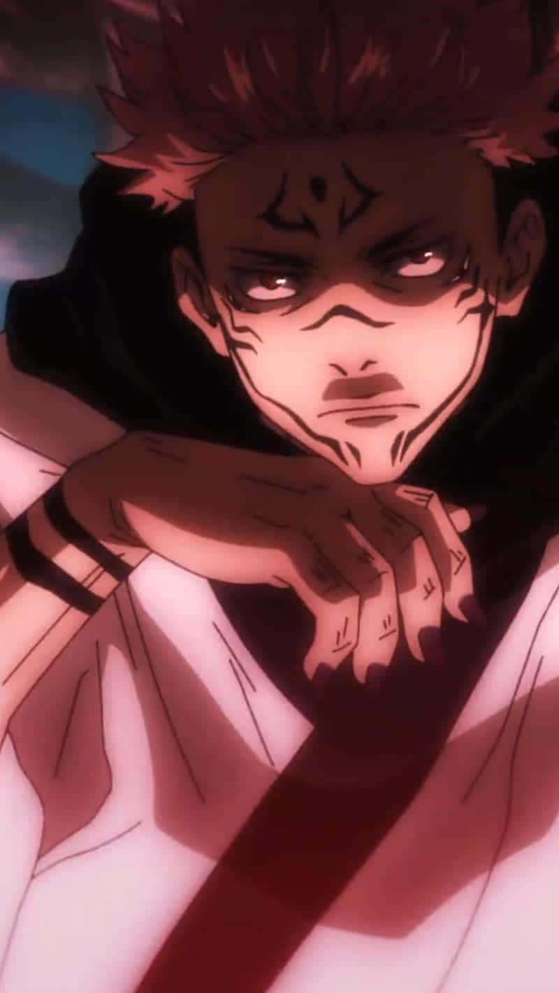 A Character With Red Hair And A Black Shirt Background