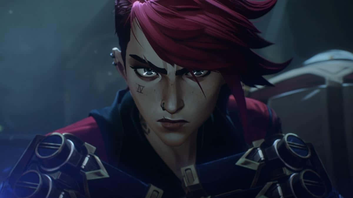 A Character With Red Hair In A Dark Environment Background