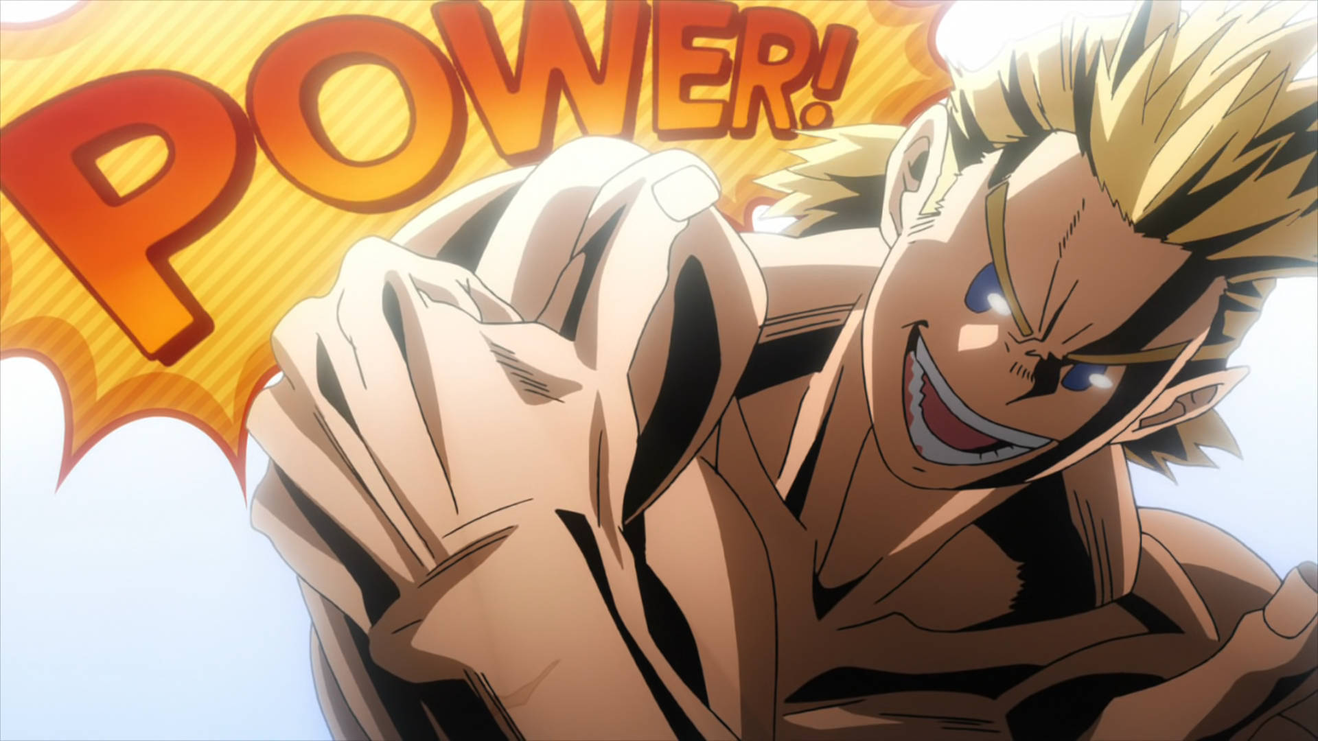 A Character With The Word Power On His Face Background