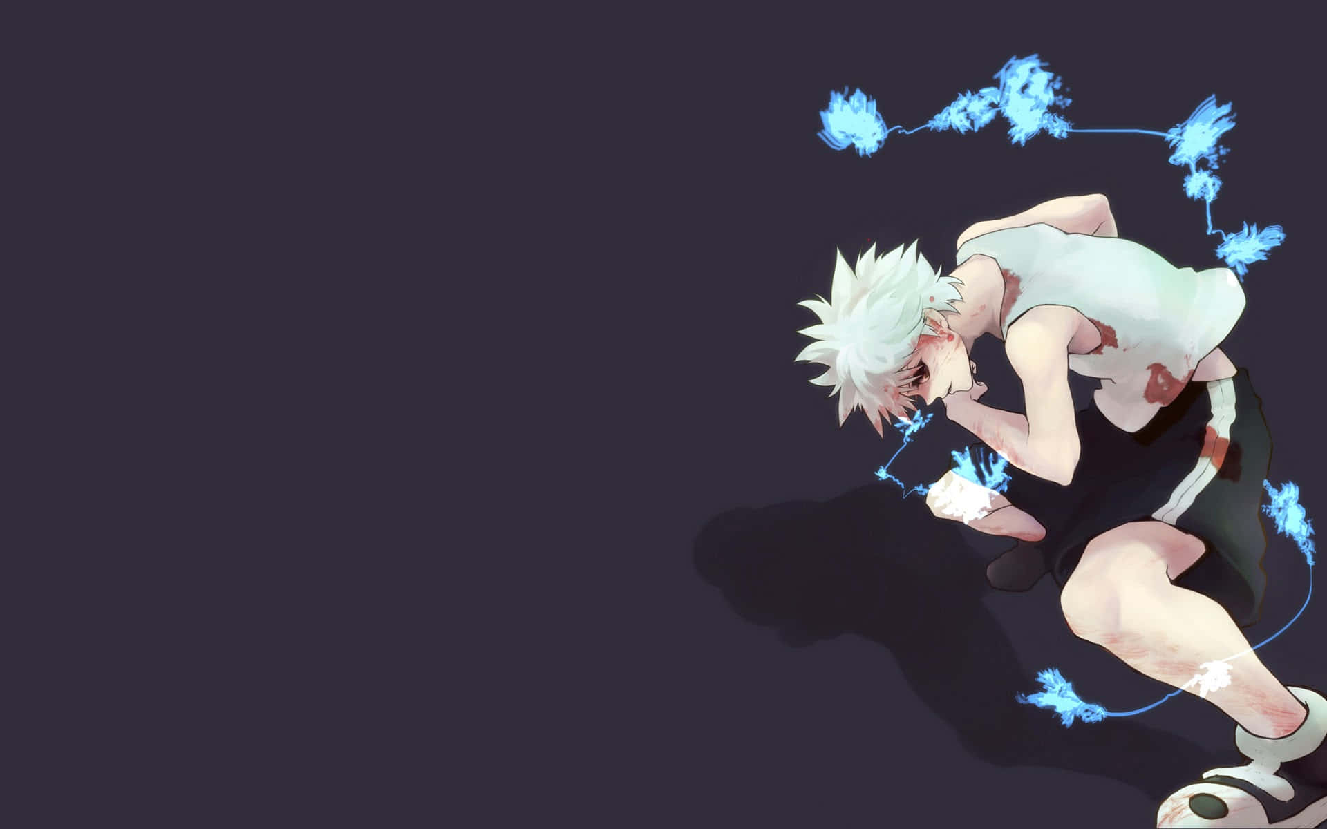 A Character With White Hair And Blue Eyes Background