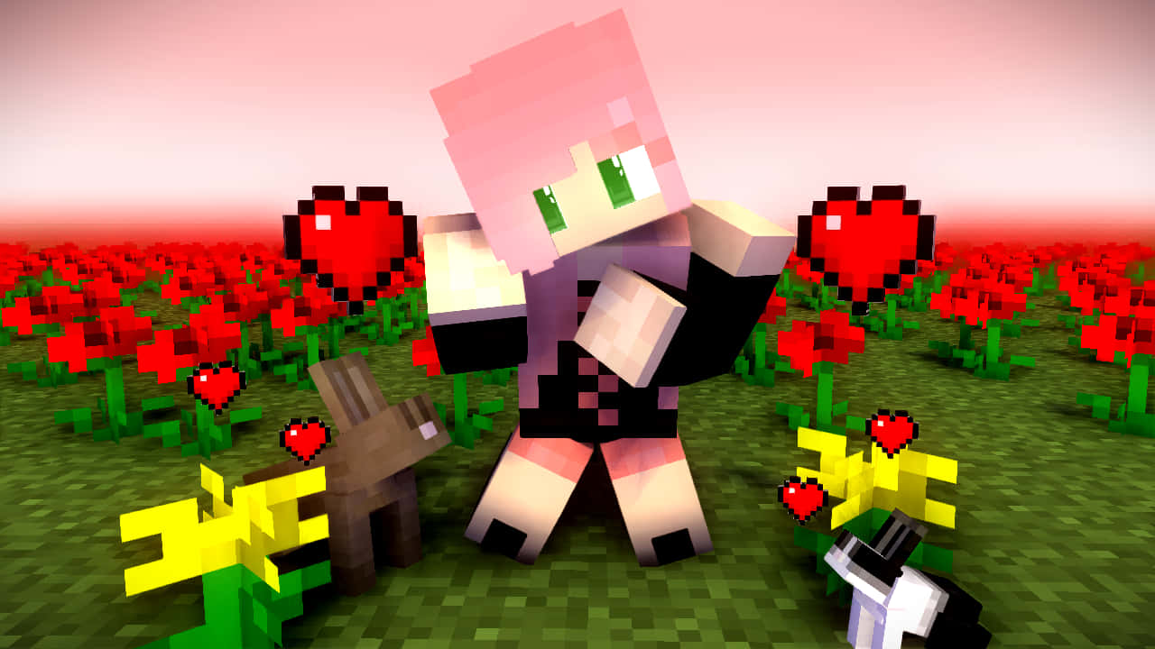 A Charming Creeper In A Vibrant World Of Cute Minecraft Background