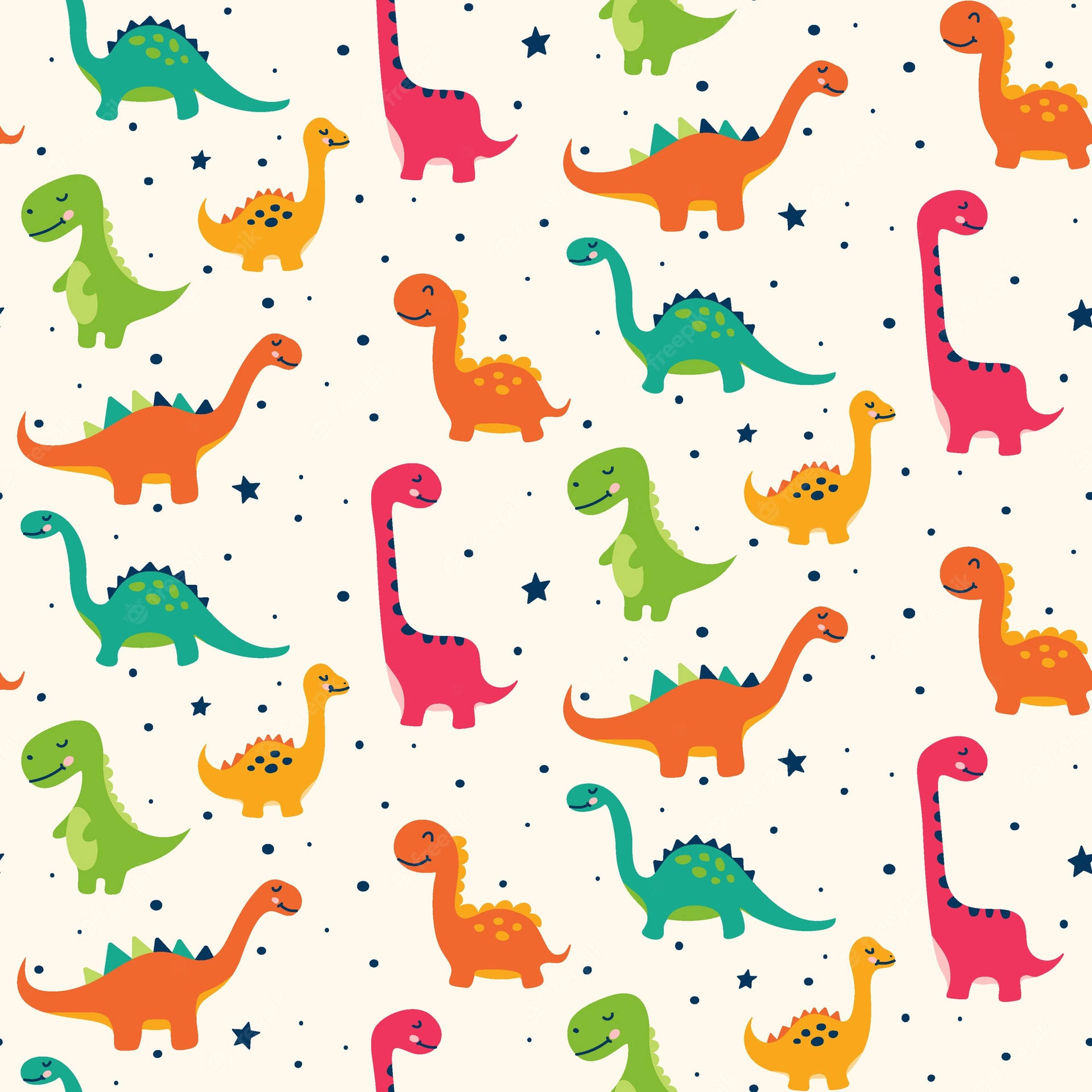 A Charming Illustration Of A Cute Dinosaur Pattern Background