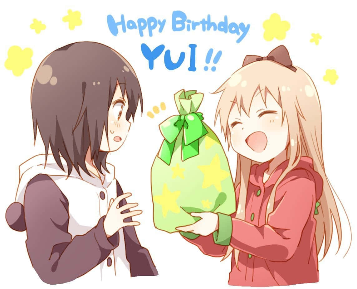 A Cheerful Anime Character Wishes You A Happy Birthday. Background
