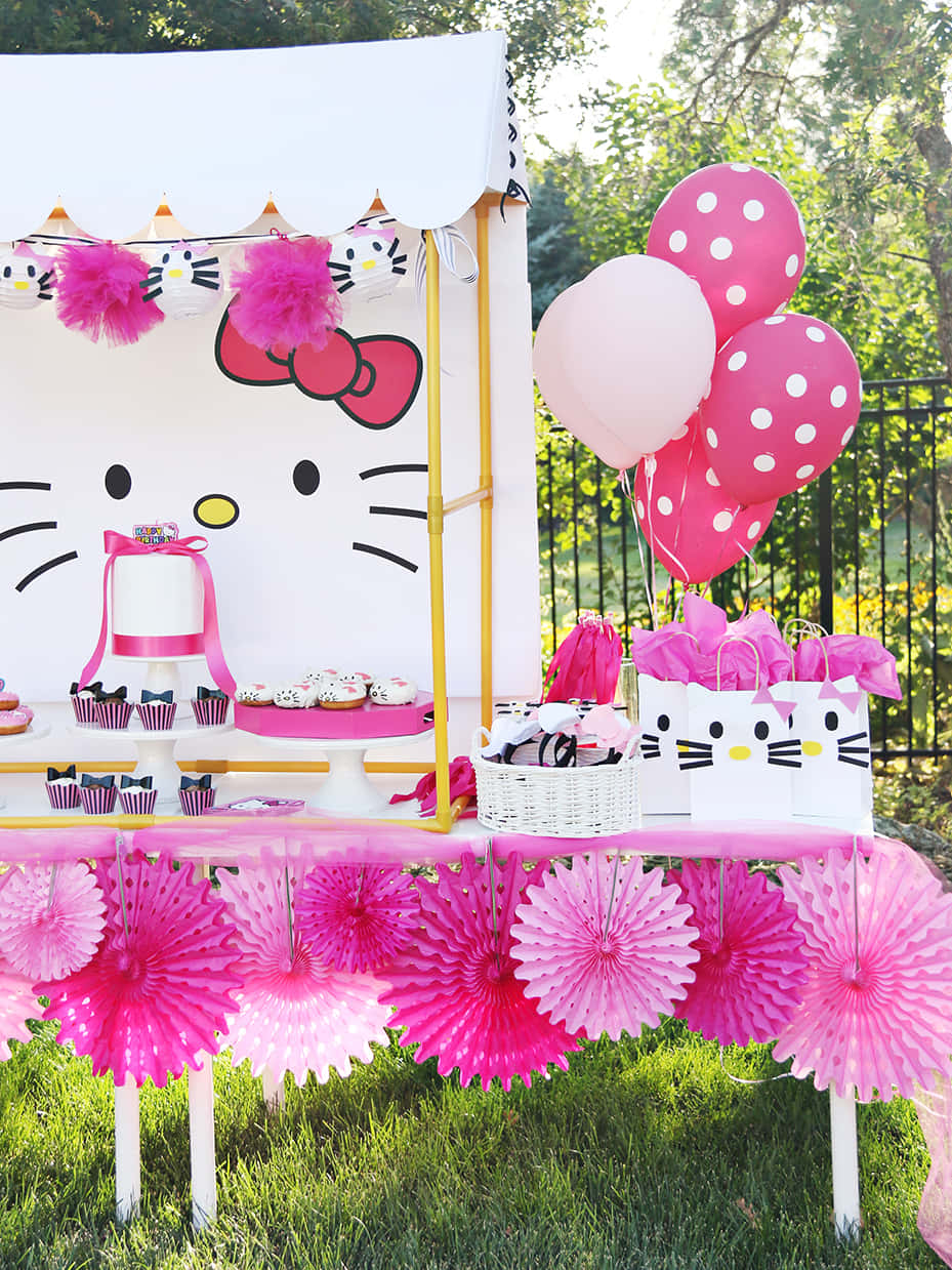 A Cheerful Hello Kitty Birthday Celebration Background