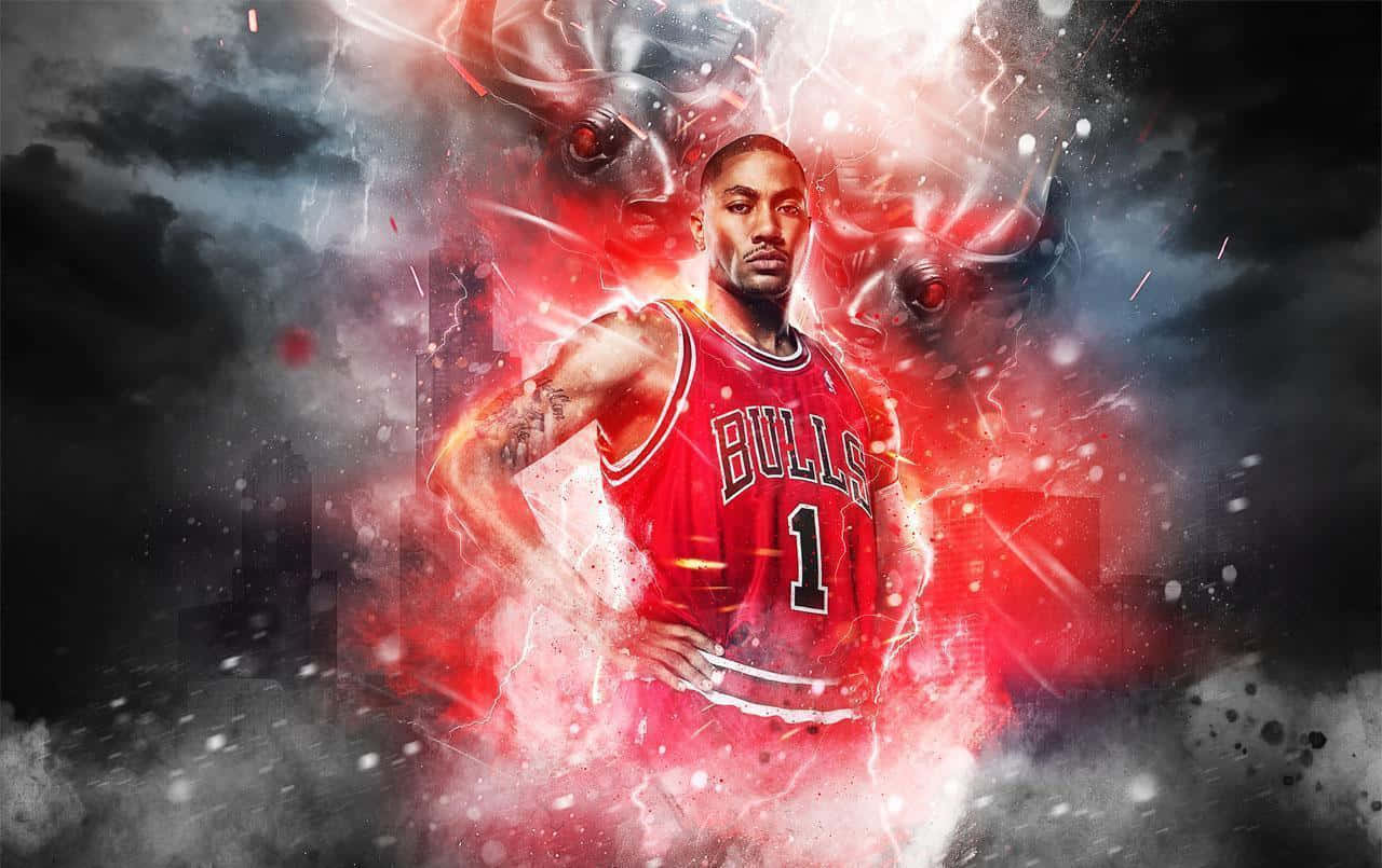 A Chicago Bulls Player In A Red Background Background